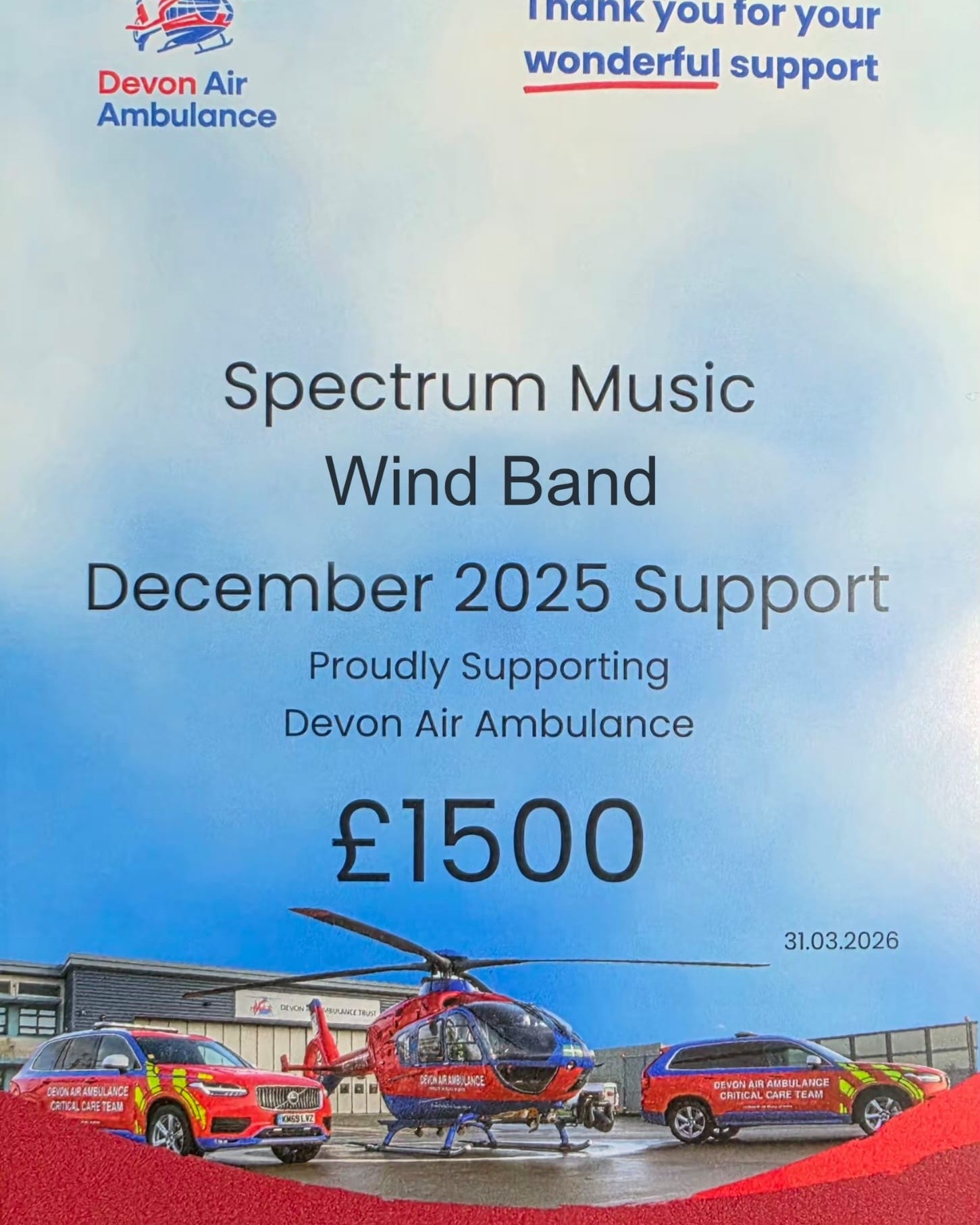 @devonairambulance Spectrum Music are proud to have supported Devon Air Ambulance as their charity in…